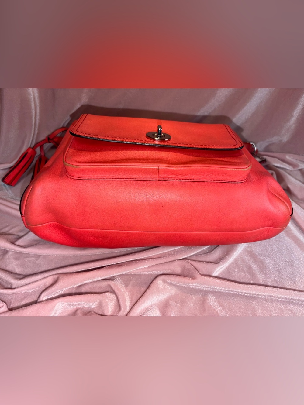 Authentic 2012 Coach Legacy Courtenay Hobo Bag Bright Coral NoK1293-22381 - Picture 7 of 12